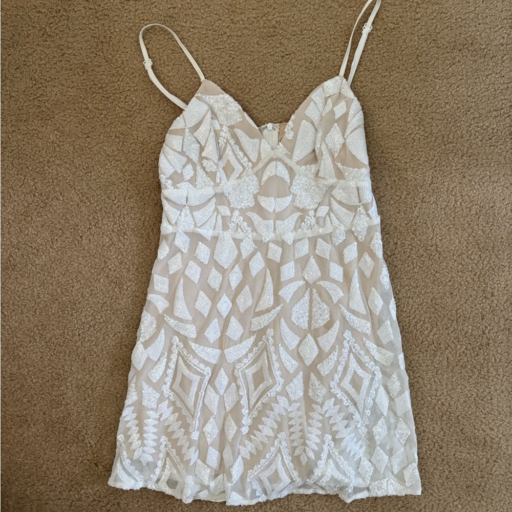 Superdown White Sequin Mini Dress